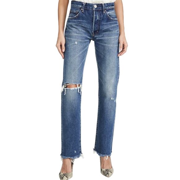 MOUSSY VINTAGE Denim - Moussy Vintage Womens Guilford Straight Leg Distressed Jeans size 28 Medium Blue